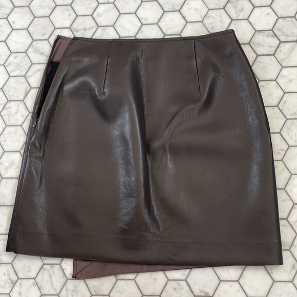 Babaton Vegan Leather Wrap Mini Skirt - Picture 2 of 6